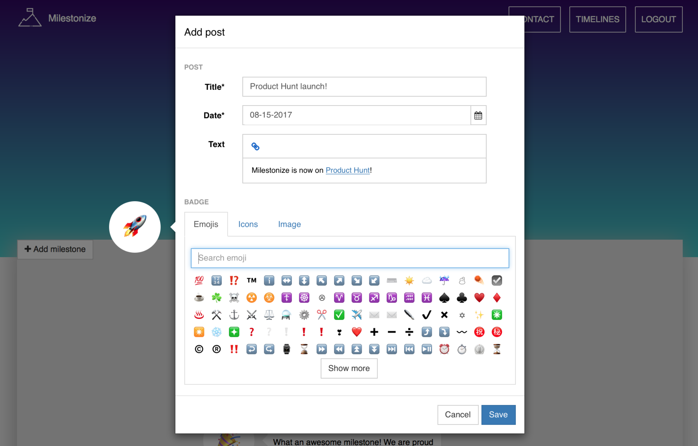 Milestonize gallery image