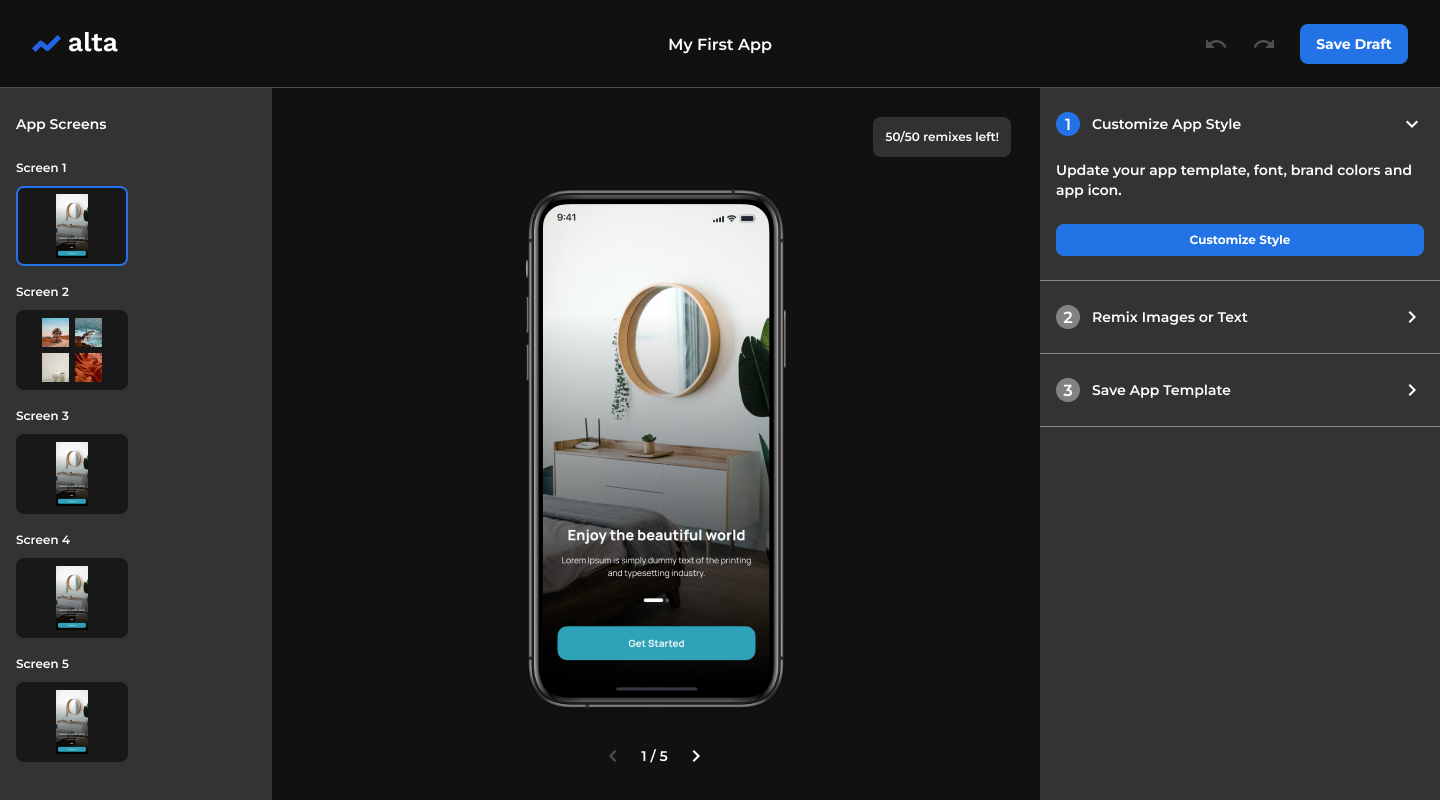 Alta - Costruisci un modello di app mobile in pochi minuti utilizzando AI generativo media 3