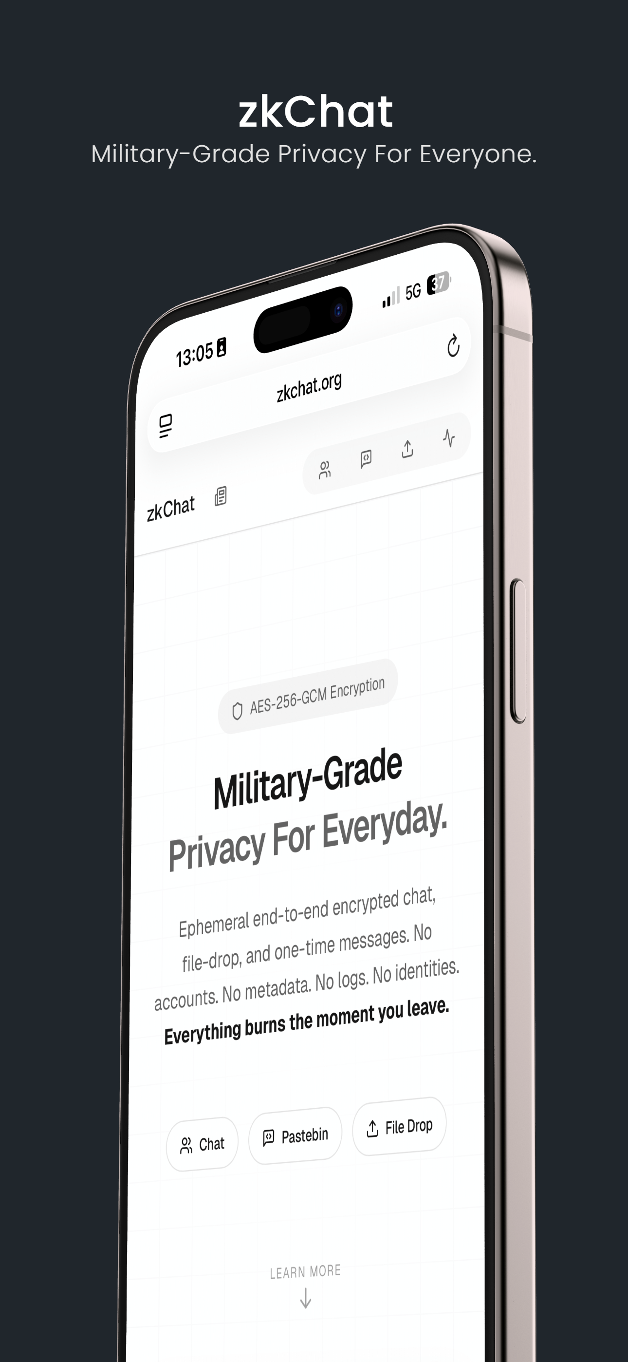 zkChat - Main product screenshot demonstrating key features and user interface
