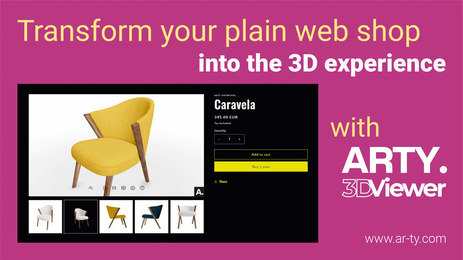 Magento의 Arty 3D Viewer Extension - Magento 용 No-Code 통합 3D 모델 미리보기 솔루션 미디어 1