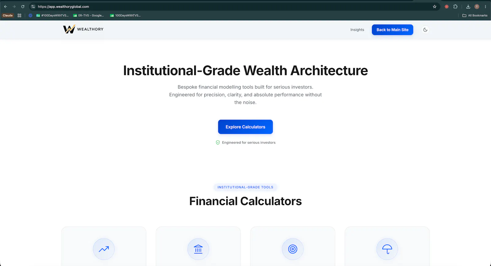Wealthory calculator screenshot 1