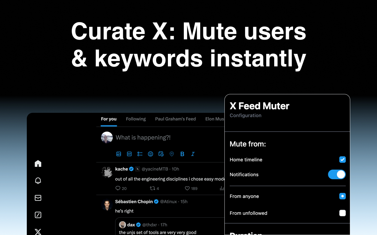 startuptile X Feed Muter-Mute users and keywords instantly