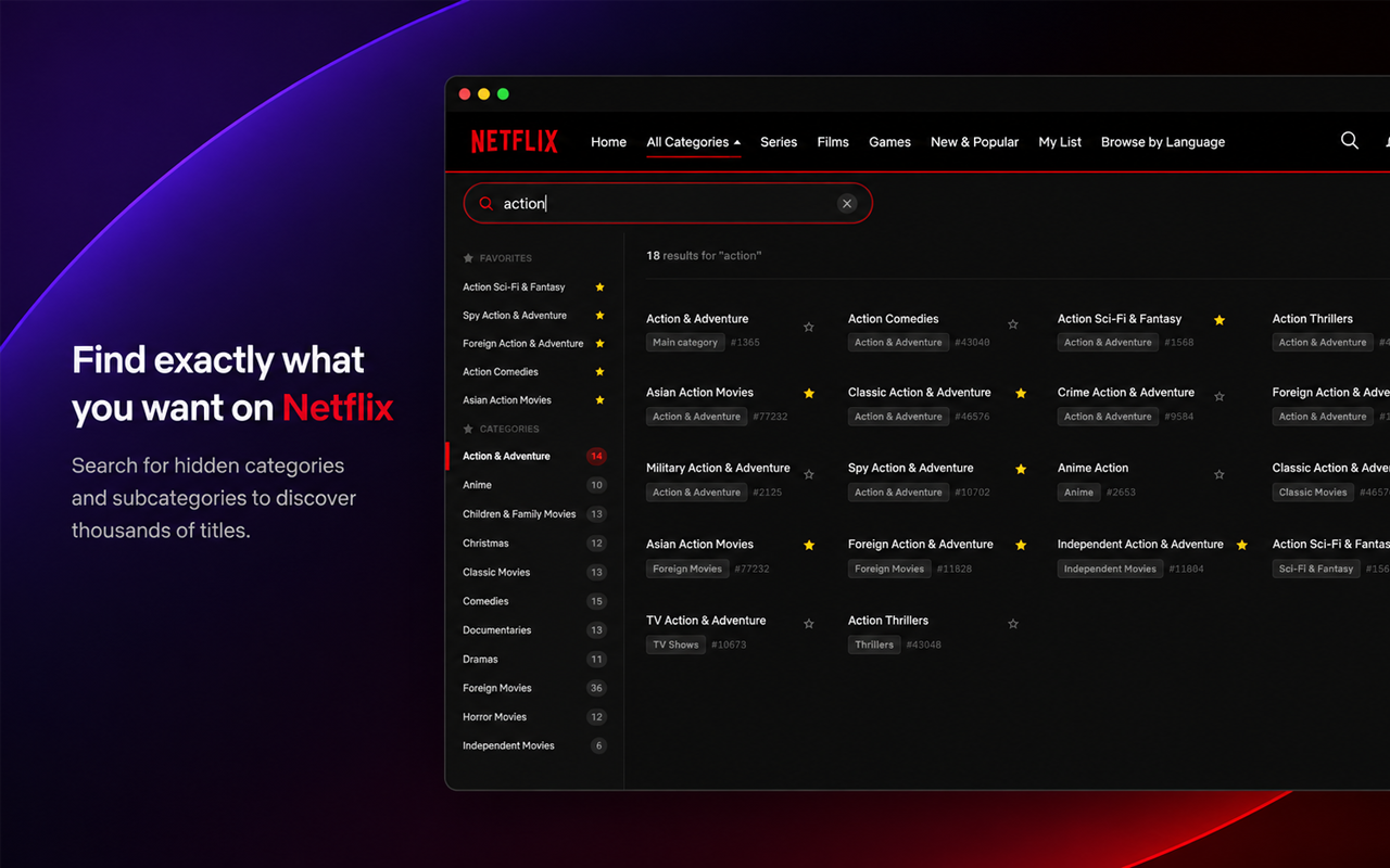 Netflix Categories Chrome Extension gallery image