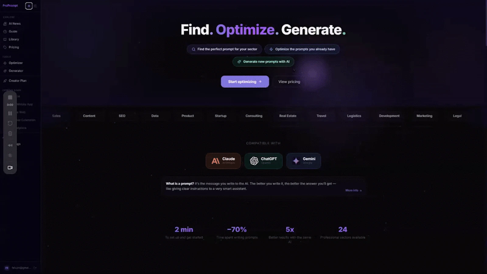 ProPrompt — Professional prompts. screenshot 1 (video preview)