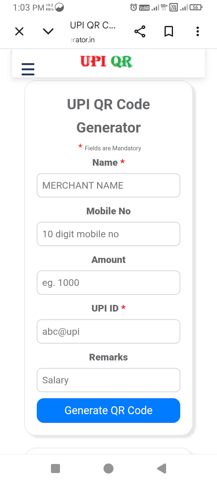 UPI QR Code Generator logo