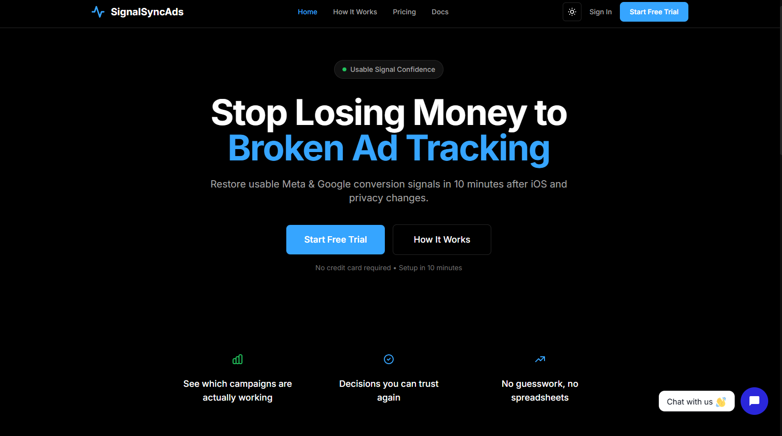 SignalSyncAds - Main product screenshot demonstrating key features and user interface