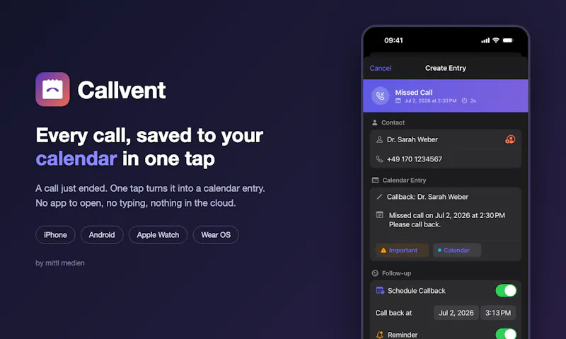 Callvent screenshot 1