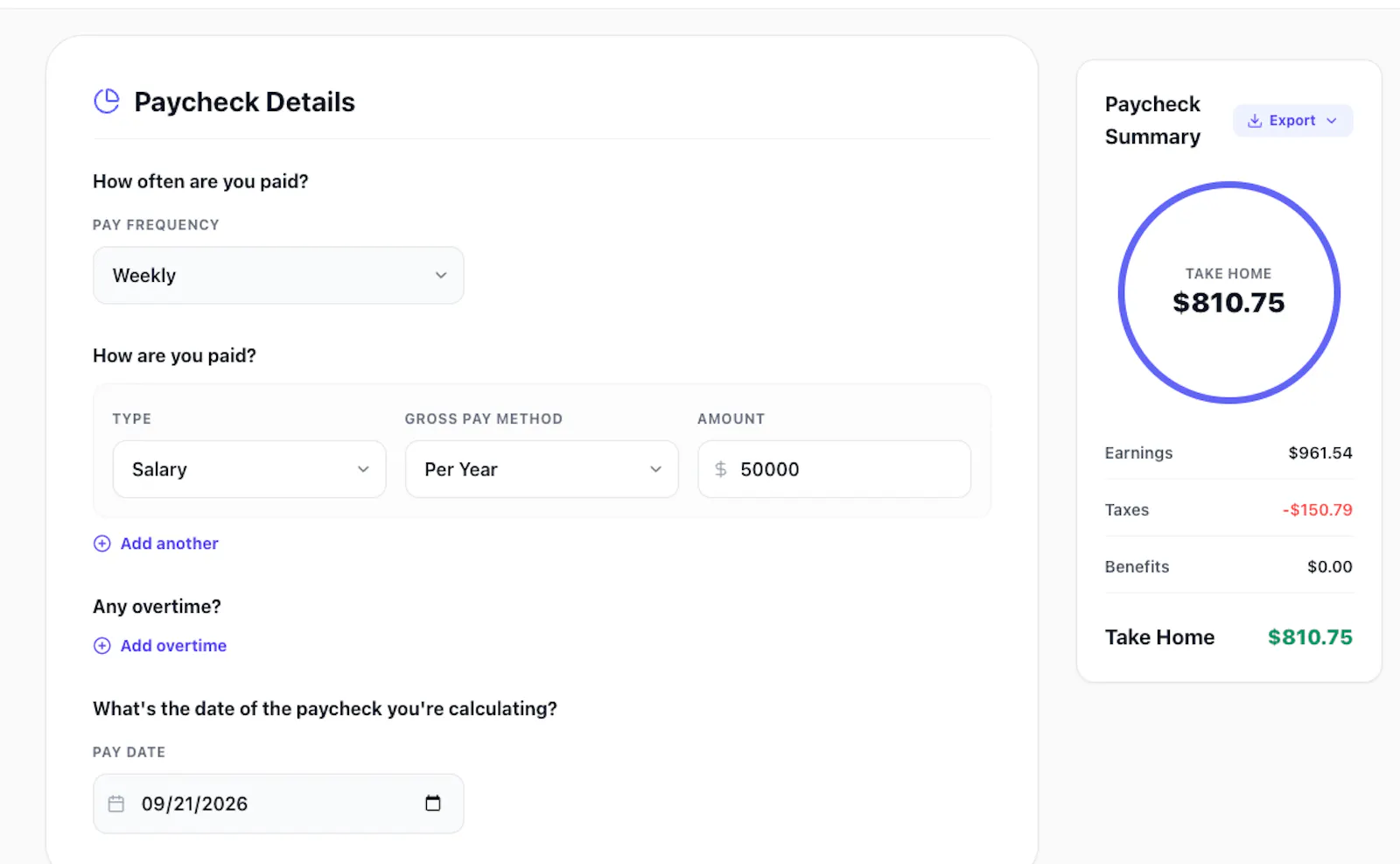 Florida Paycheck Calculator (2024) screenshot 1