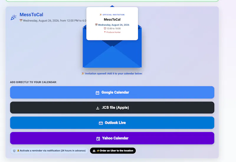 MessToCal screenshot 2