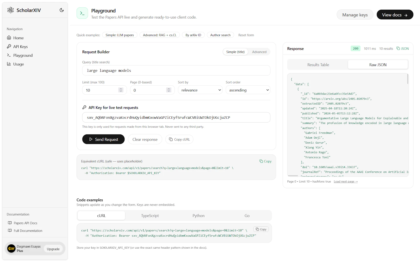 ScholarXIV Papers API screenshot 4