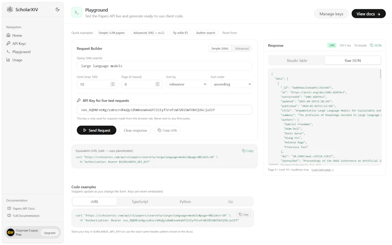 ScholarXIV Papers API screenshot 4