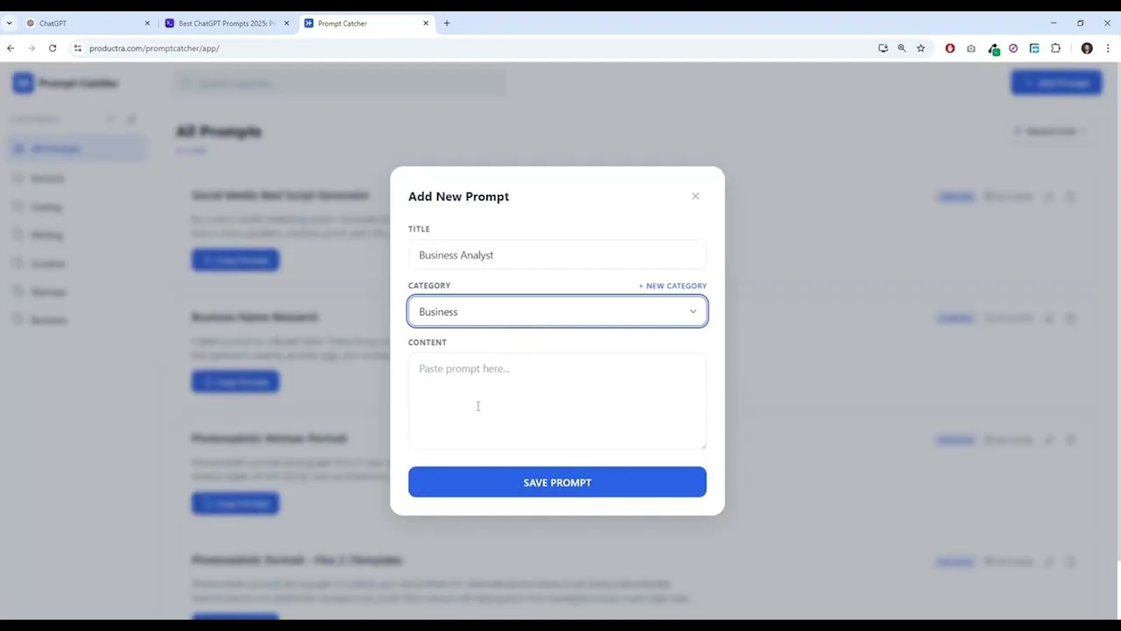 Prompt Catcher screenshot 1 (video preview)