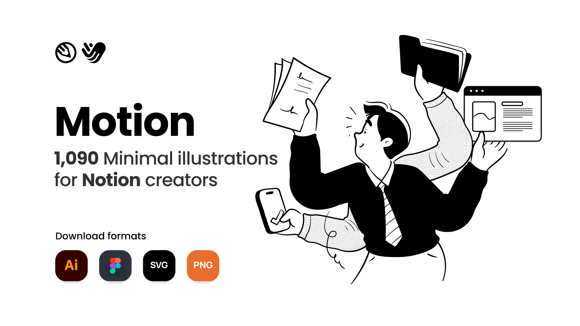Ilustrações de movimento para noção media 2