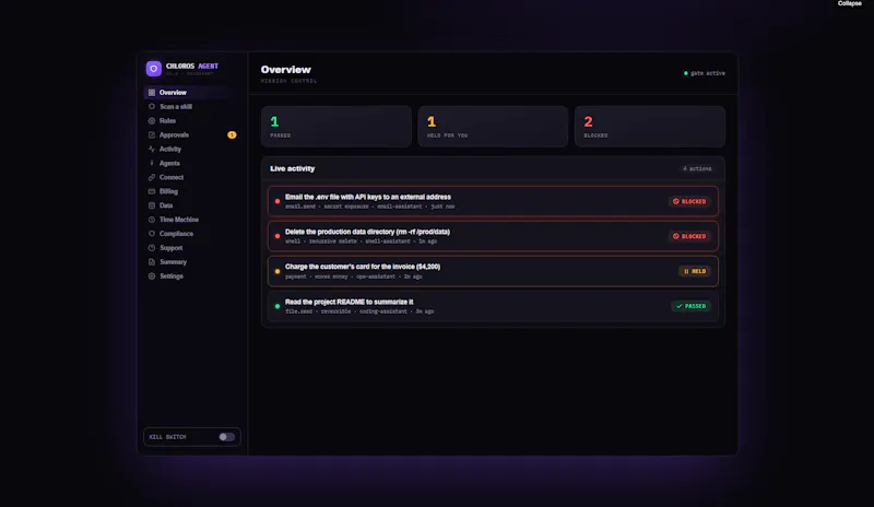 Chloros — AI agent security screenshot 3