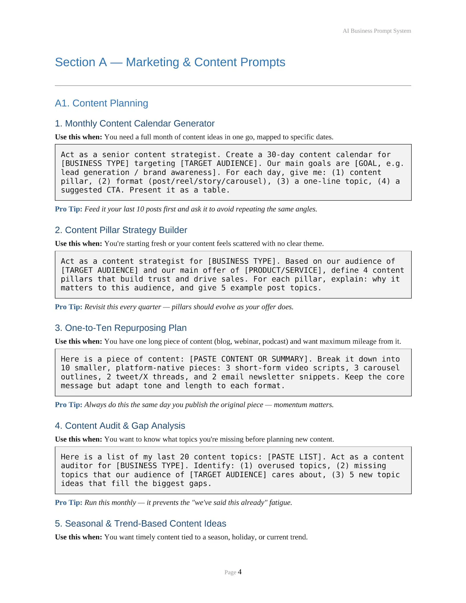 AI Business Prompt System screenshot 2