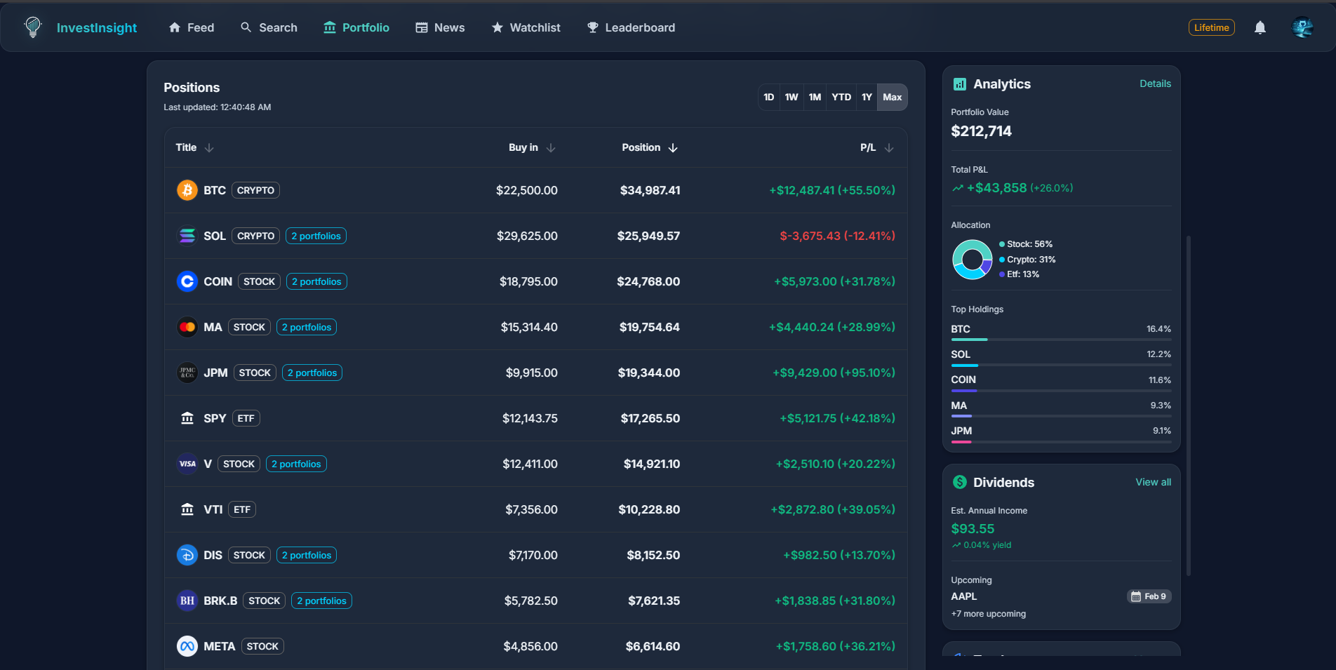 InvestInsight - Screenshot 5 showing product features and functionality