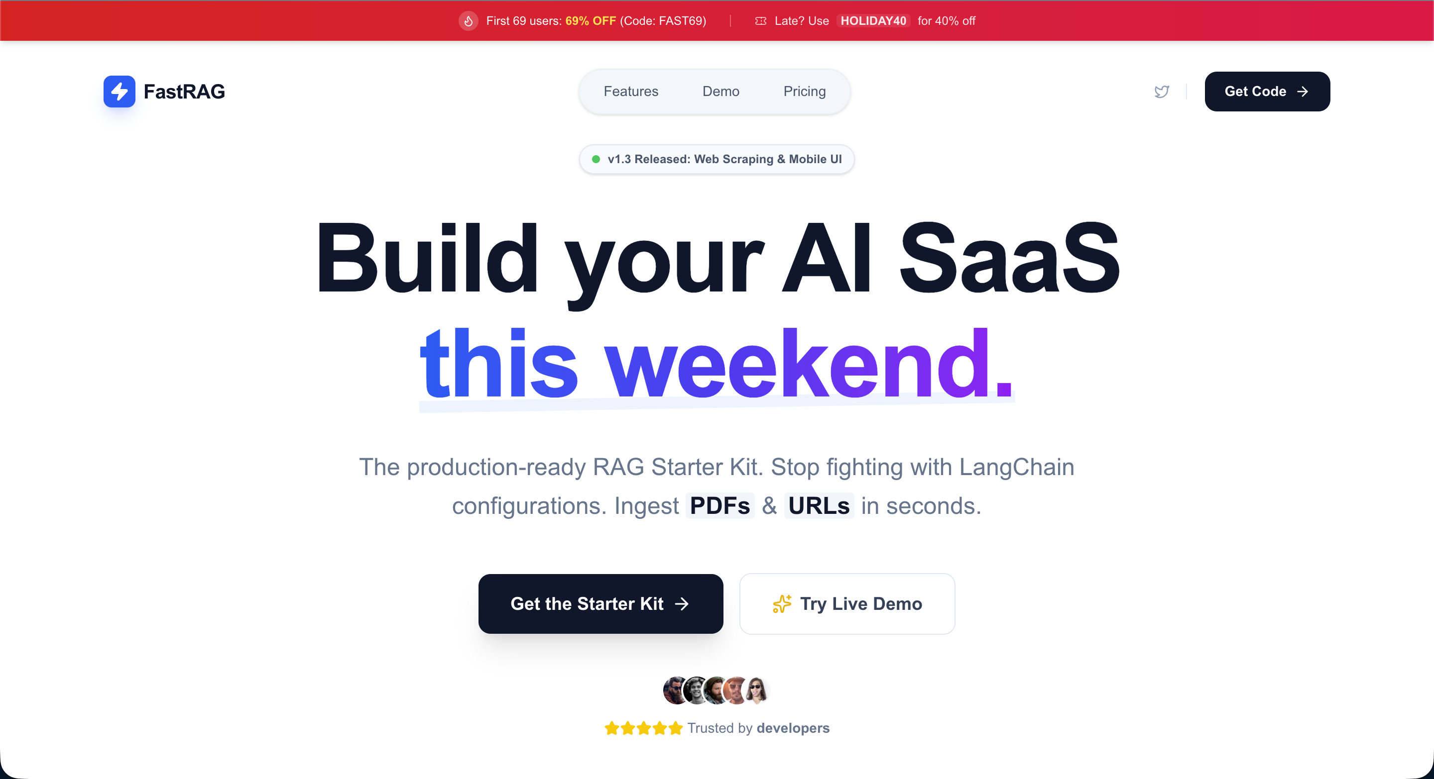 FastRAG - Main product screenshot demonstrating key features and user interface