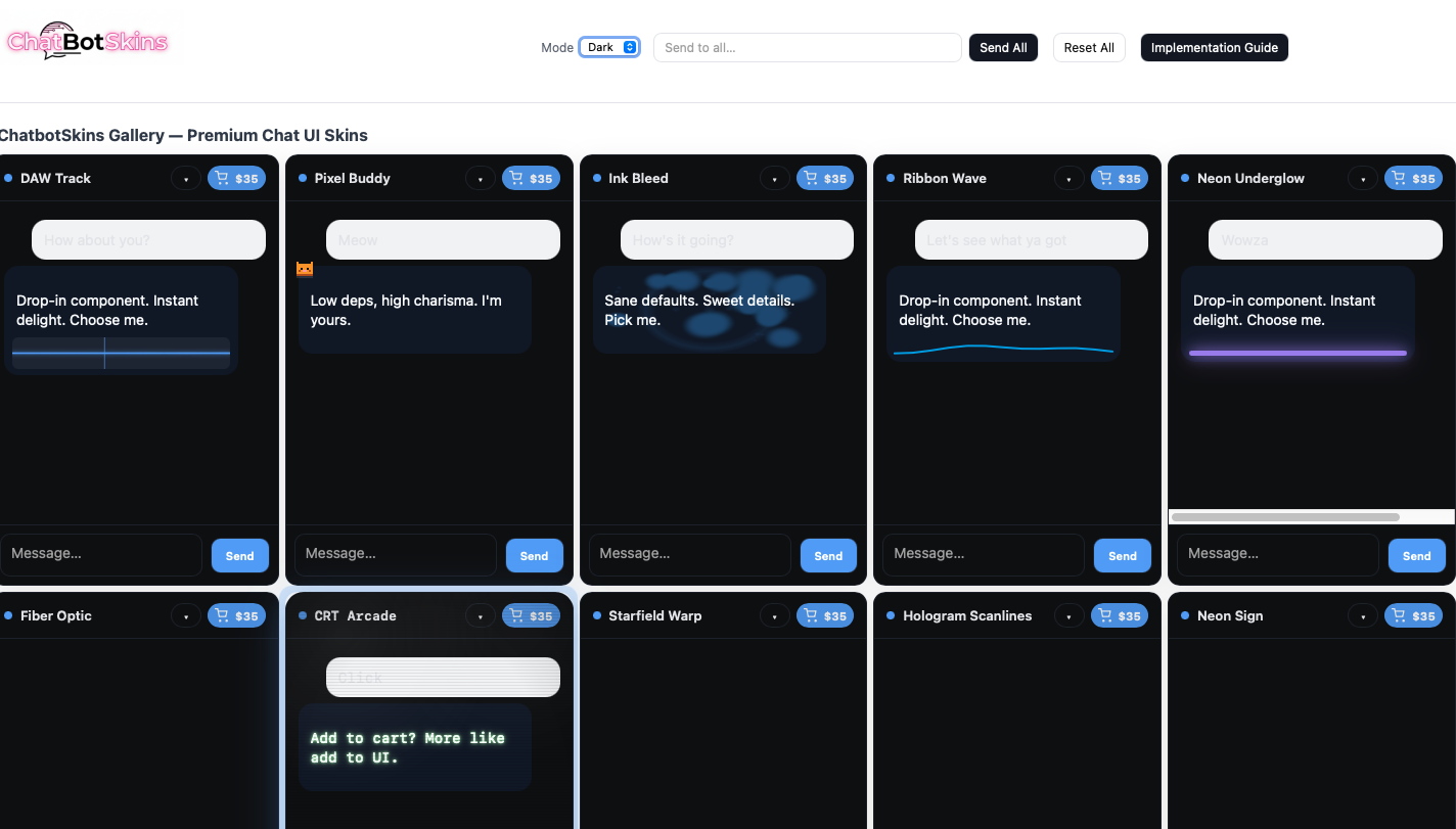 وسائط ChatbotSkins - Browse, Adjust, Buy, Deploy 4