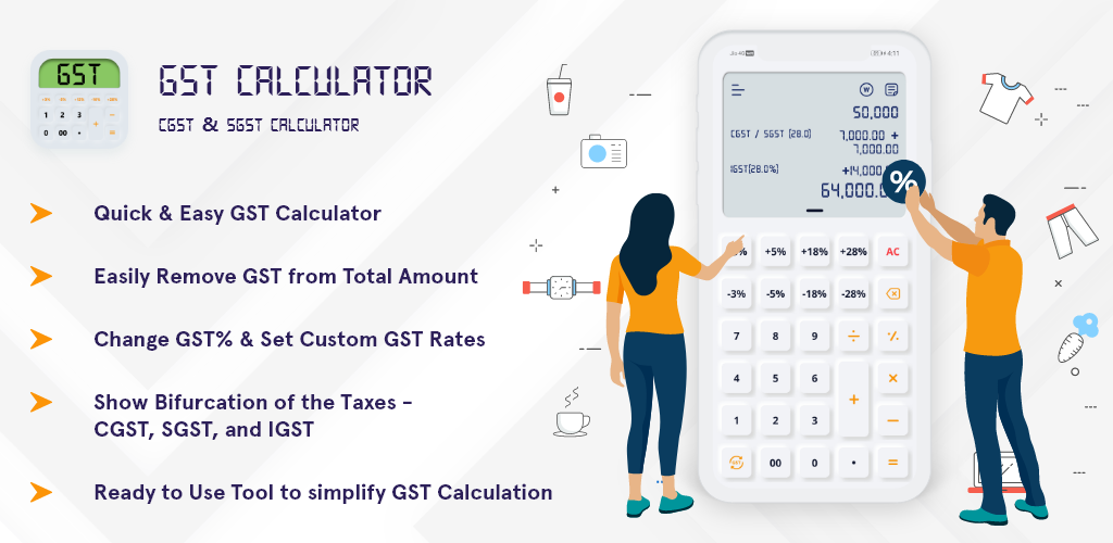 GST Calculator - CGST & SGST - Estimate gross or net product price on basis of GST rates. media 1