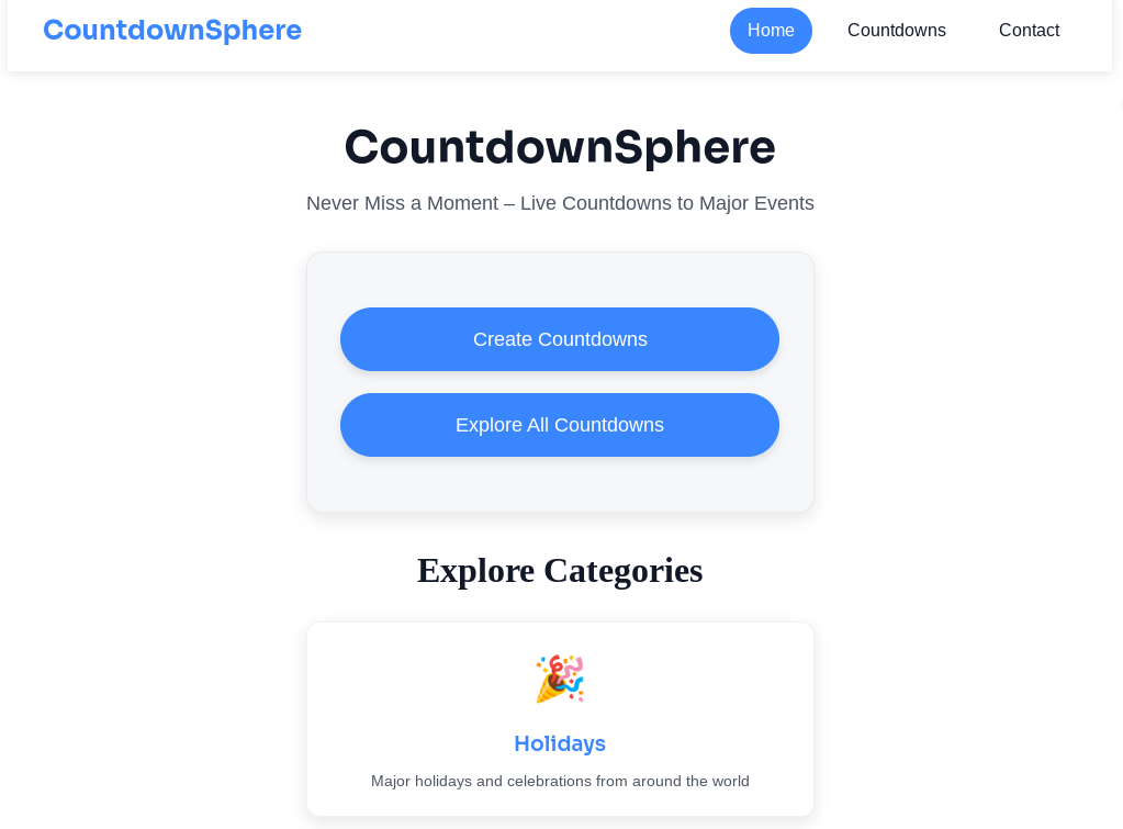 Media Countdownsphere - Jangan sesekali ketinggalan - Countdowns Langsung untuk Acara Utama 1