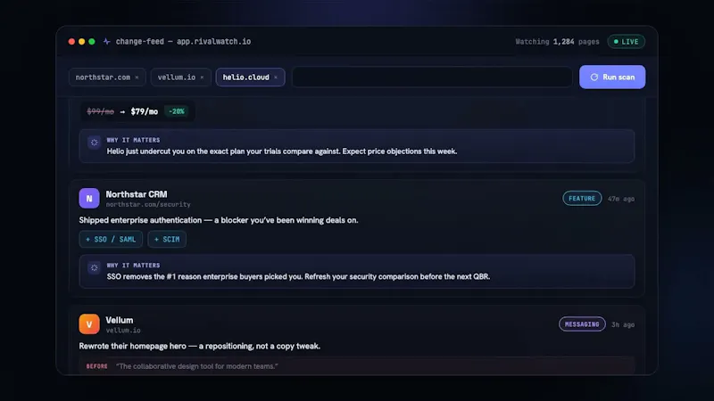 RivalWatch Track of your competitors screenshot 1 (video preview)