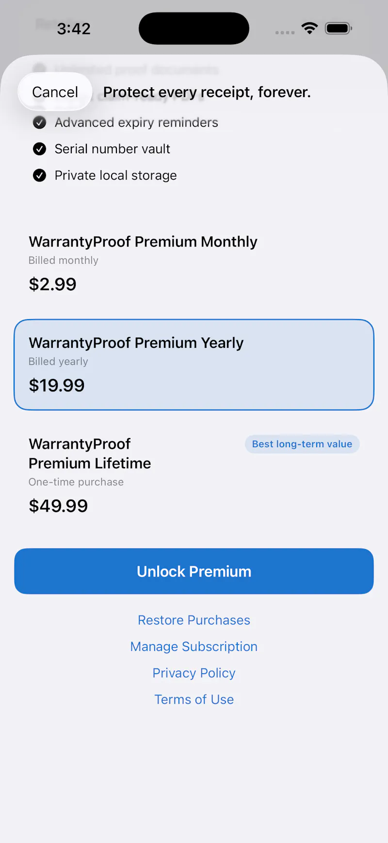 WarrantyProof: Receipts screenshot 4