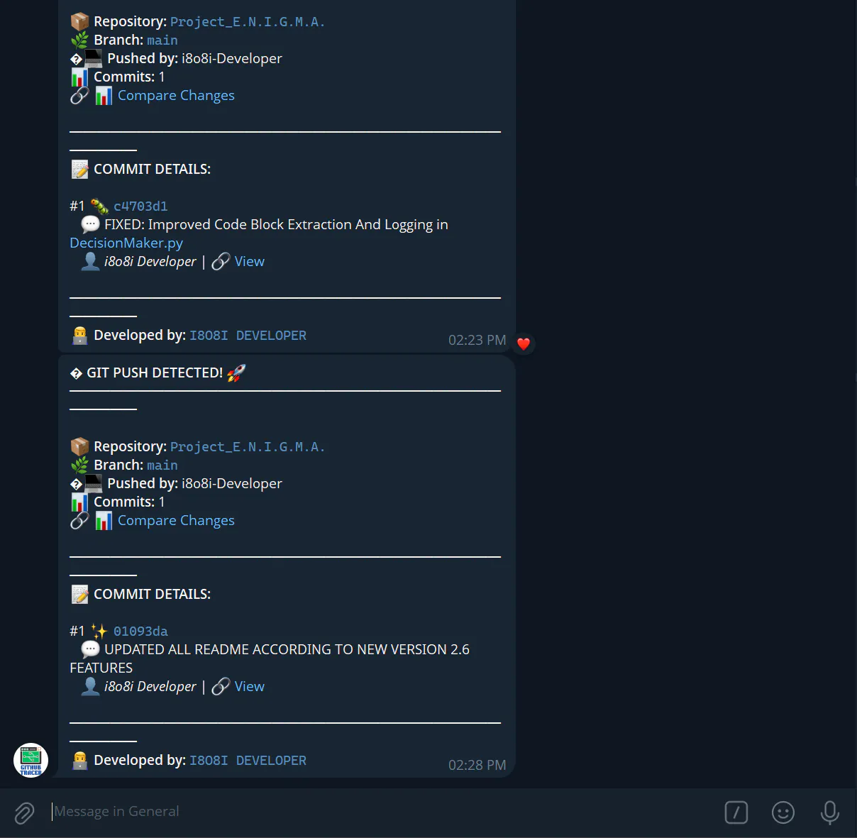 Telegram GitTracker Bot gallery image