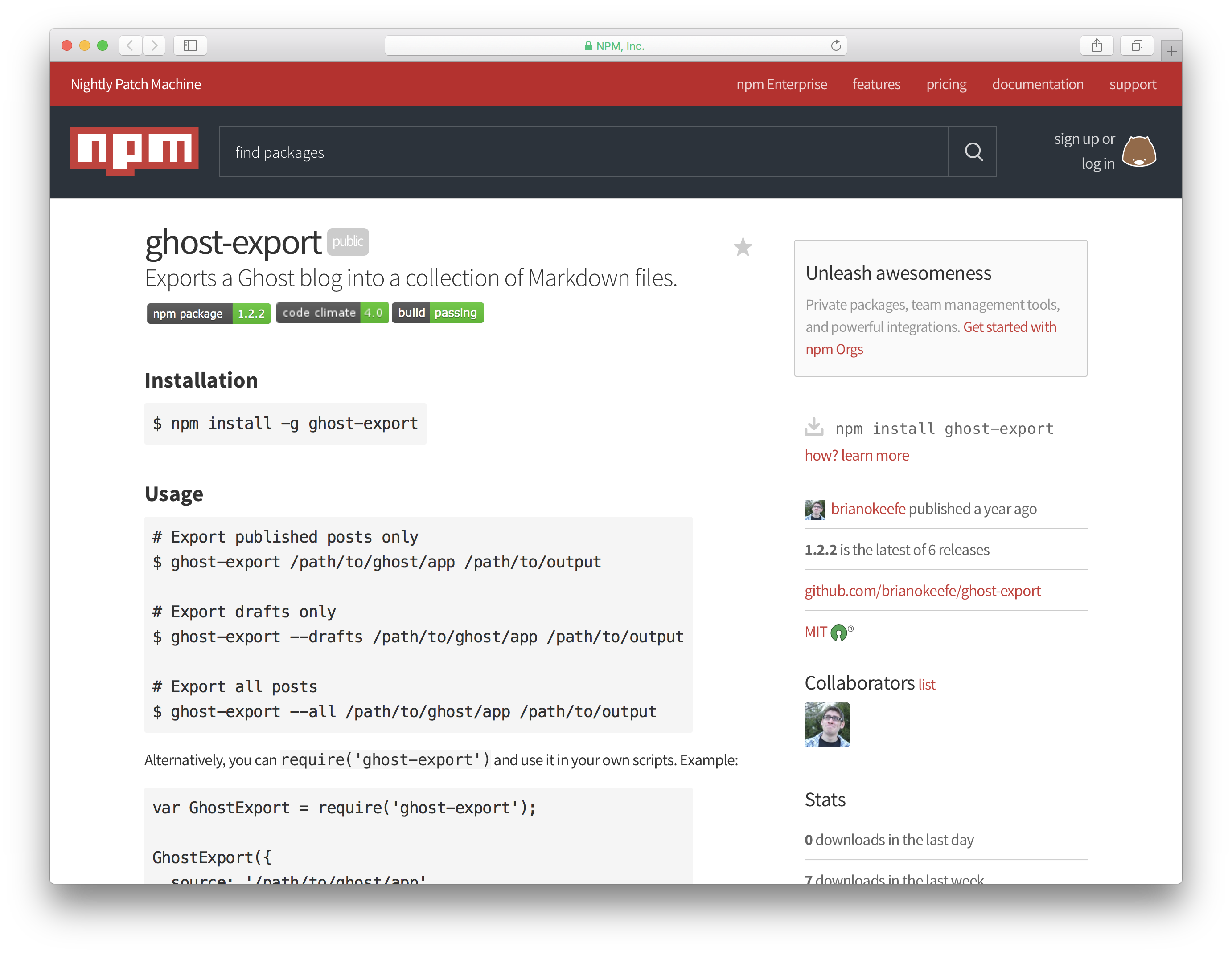Export Ghost files to Markdown gallery image