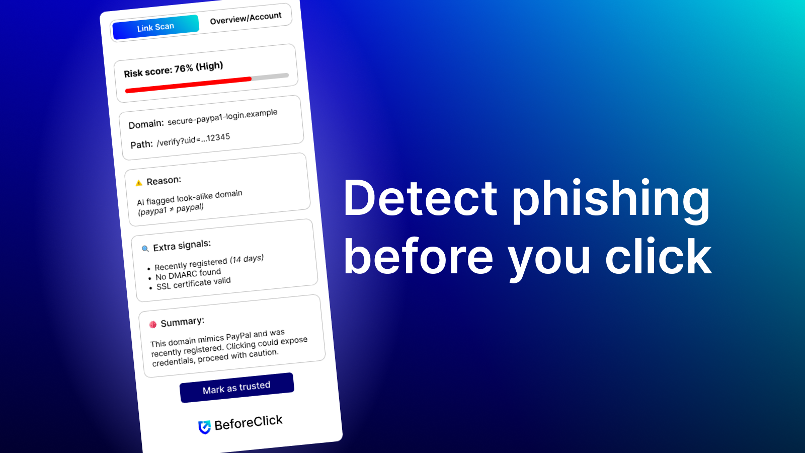 BeforeClick - Main product screenshot demonstrating key features and user interface