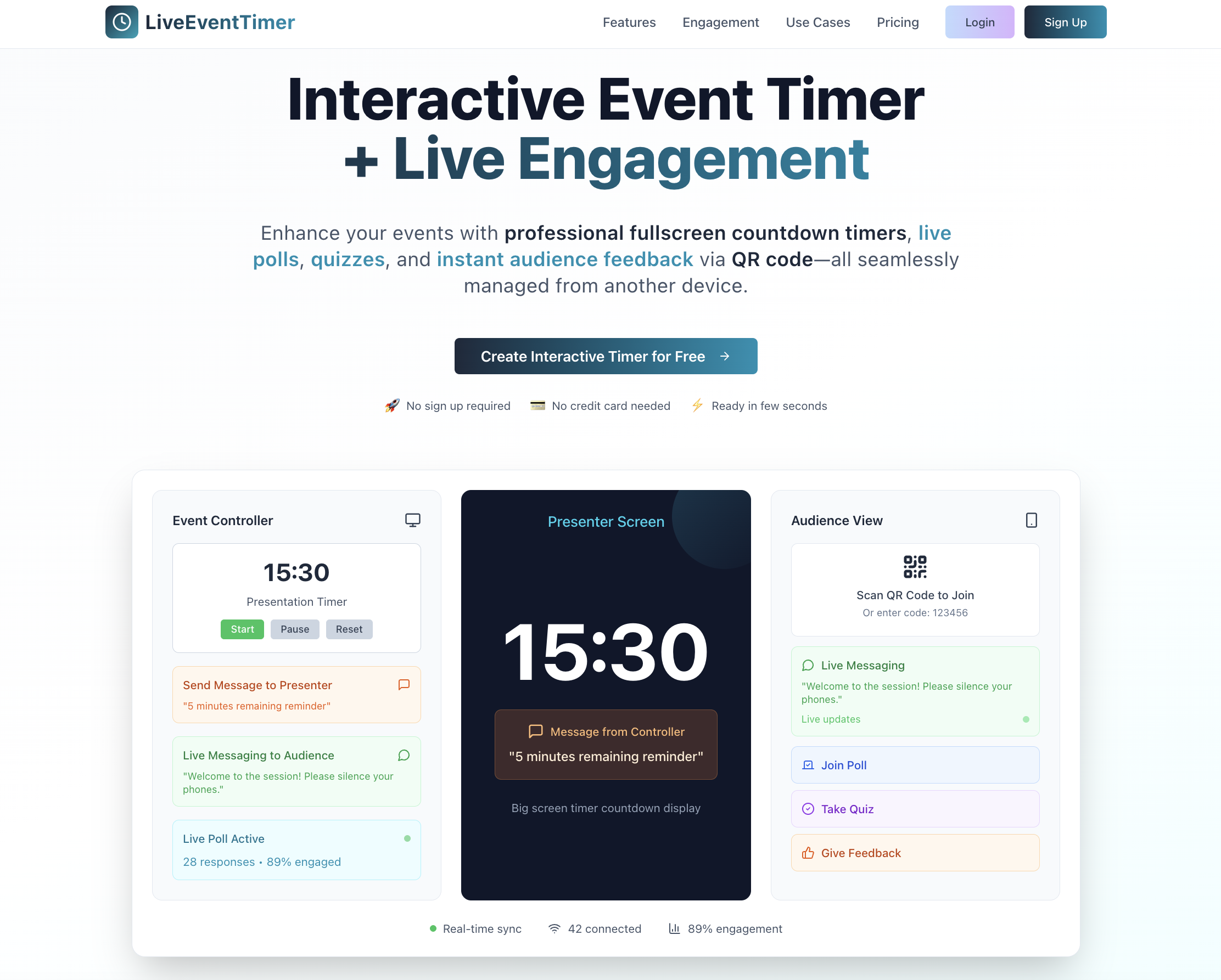 Mídia 1 de Timer de evento ao vivo - Timers de eventos com controle remoto com pesquisas ao vivo e feedback de QR