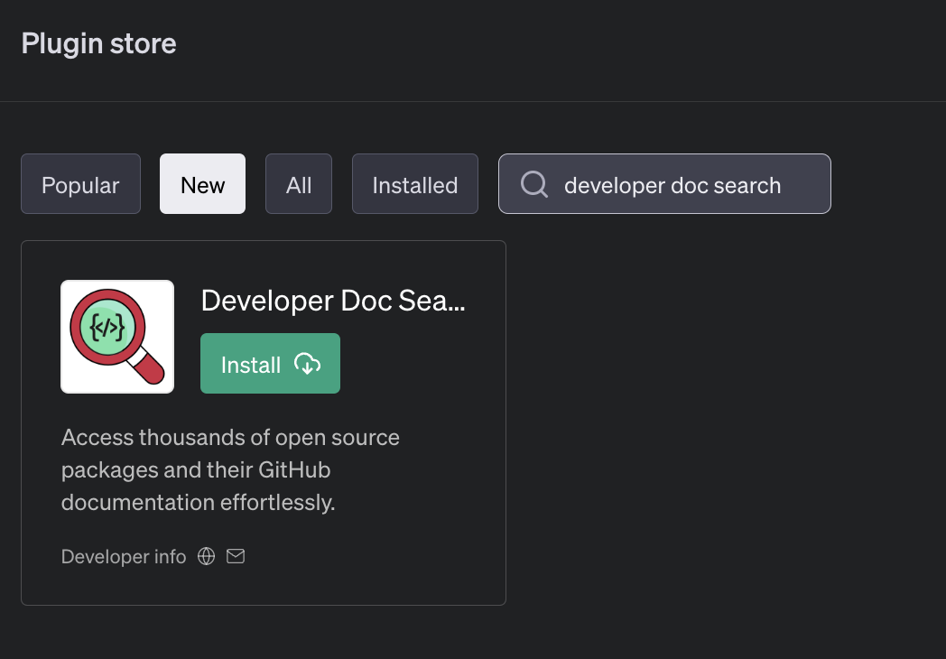Sviluppatore Doc Search - Plugin CHATGPT - Un posto per accedere a tutta la documentazione di sviluppatori OSS. media 1
