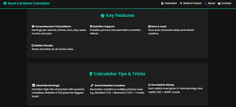 Steal A Brainrot Calculator gallery image
