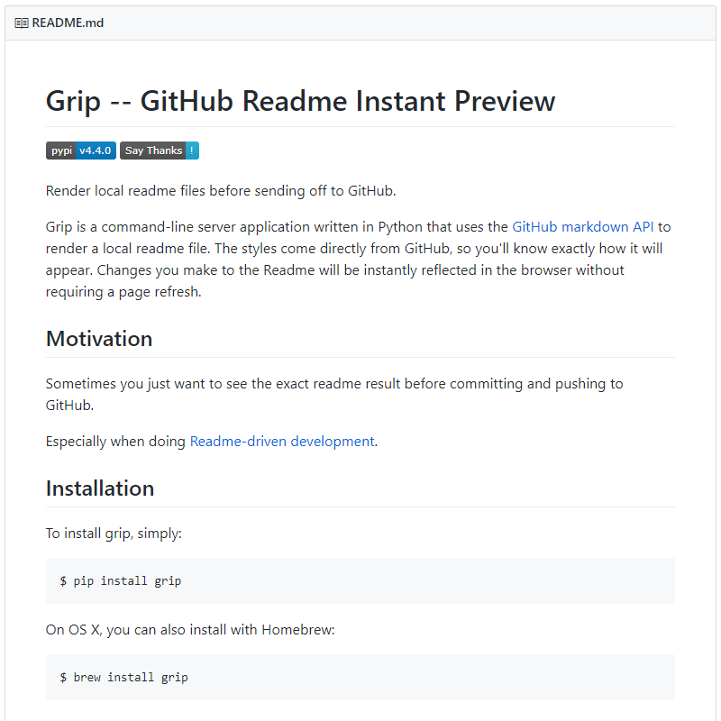 Grip -- GitHub Readme Instant Preview gallery image