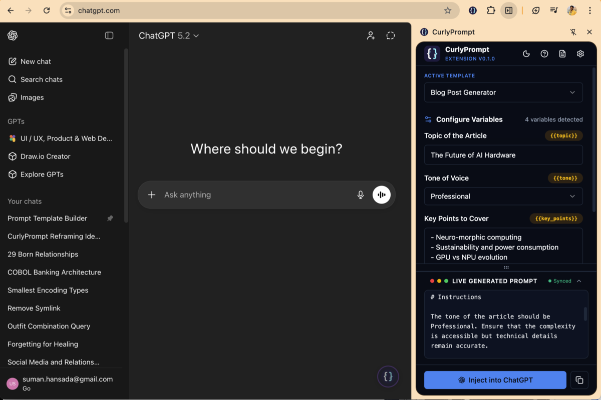 CurlyPrompt - Screenshot 5 showing product features and functionality