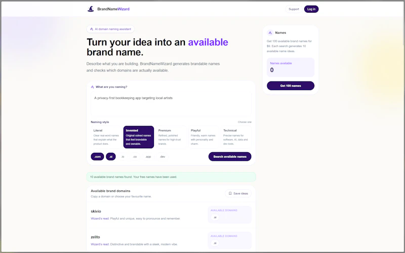 BrandNameWizard screenshot 1