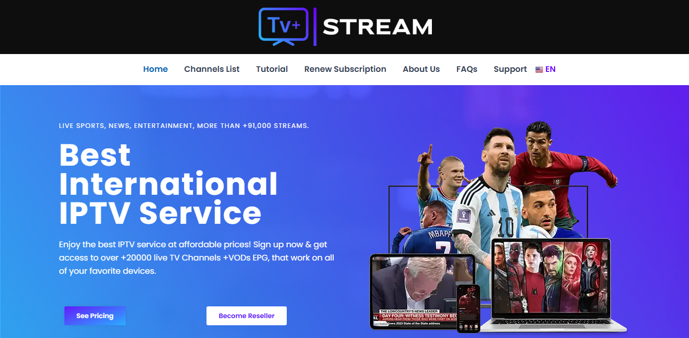 TV Plus Stream - Main product screenshot demonstrating key features and user interface