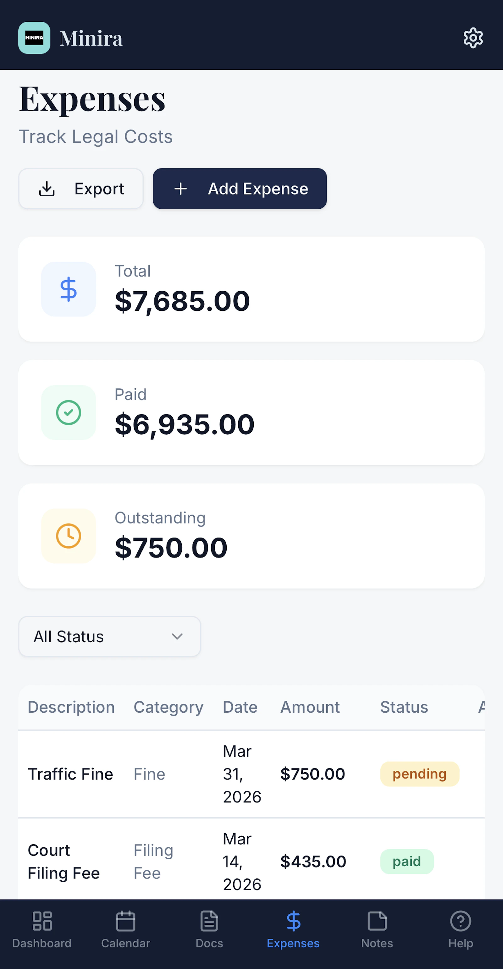 Minira App screenshot 2