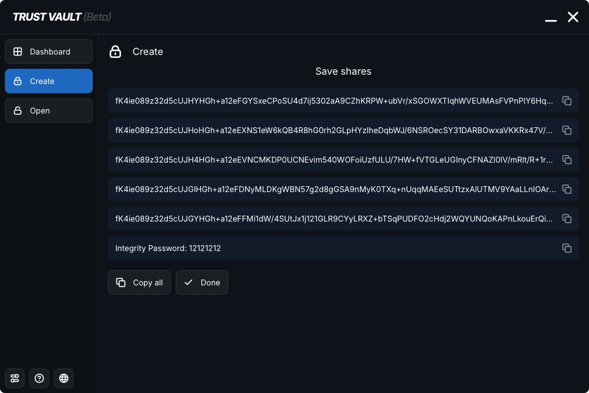 Mídia 9 de Trust Vault - armazenamento de dados seguro - Criptografar e descriptografar arquivos em contêineres seguros