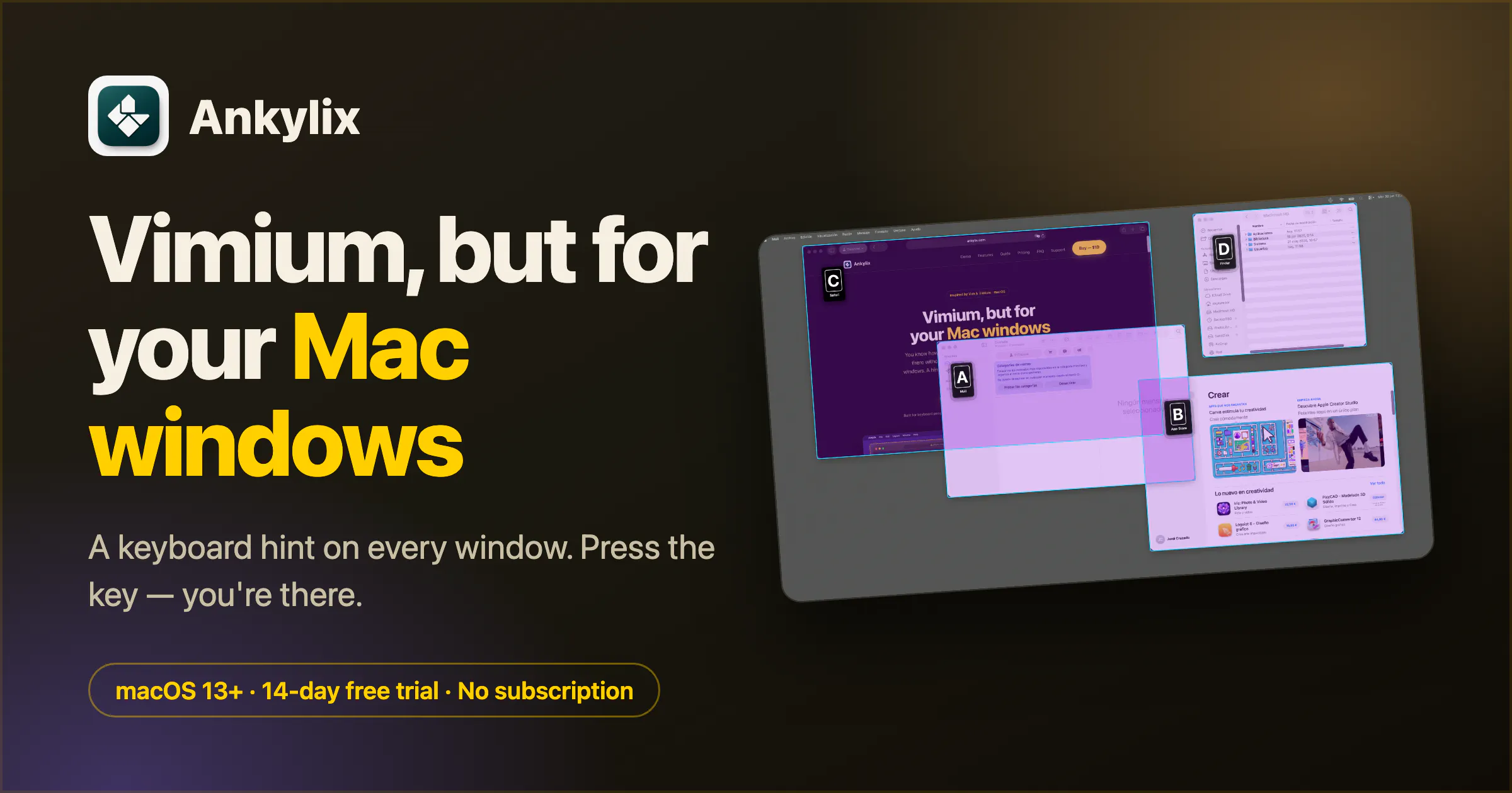 Ankylix — Vimium for your Mac windows gallery image