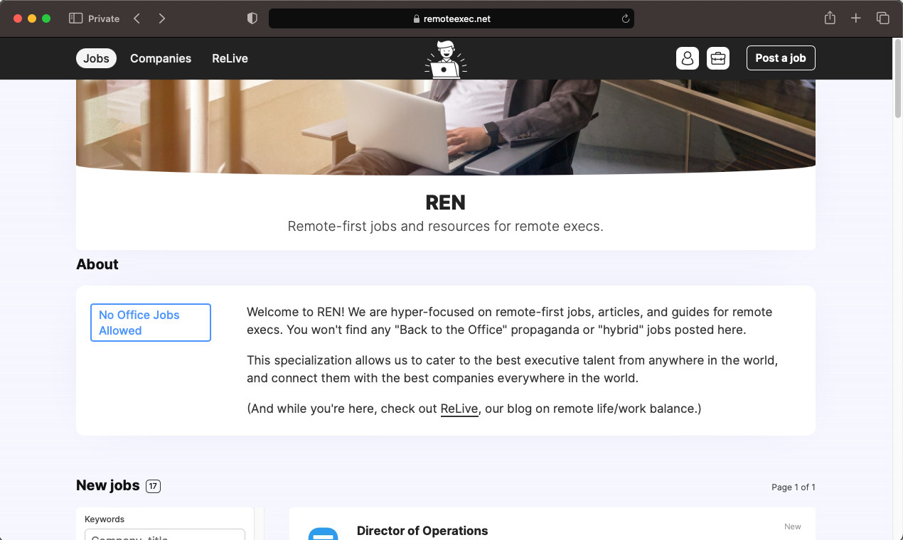 startuptile Remote Exec Network (REN)-Remote-first jobs and resources for remote execs