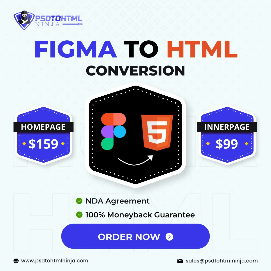 HTML रूपांतरण सेवा के लिए अंजीर - Figma डिजाइन को पिक्सेल-परफेक्ट HTML कोड में बदल दें मीडिया 1