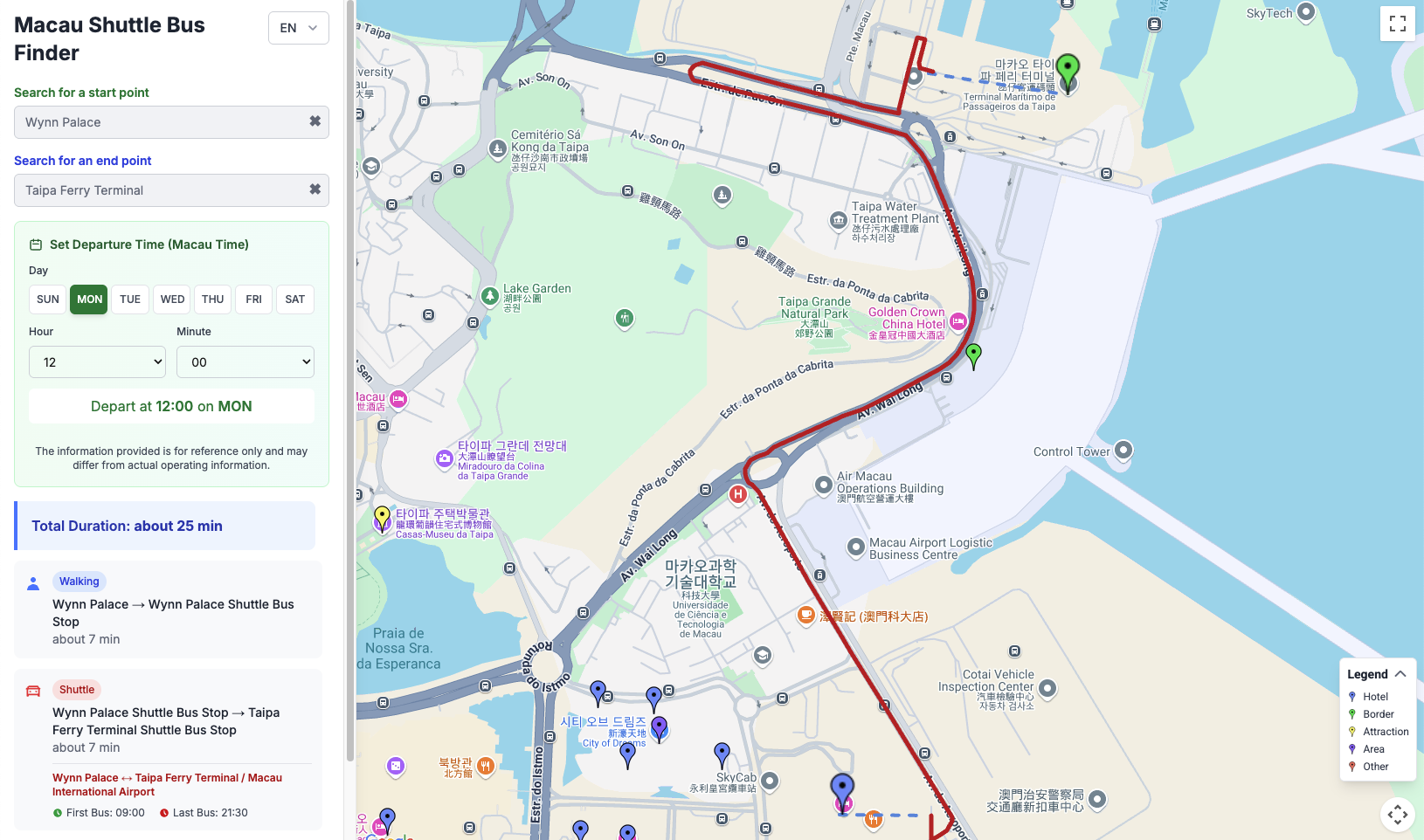 Buscador de autobuses de macao - Encuentre rutas gratuitas de transporte de hotel en Macao media 1