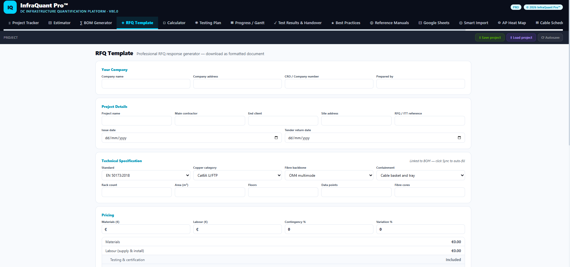 InfraQuant Pro — DC Cabling Estimator gallery image