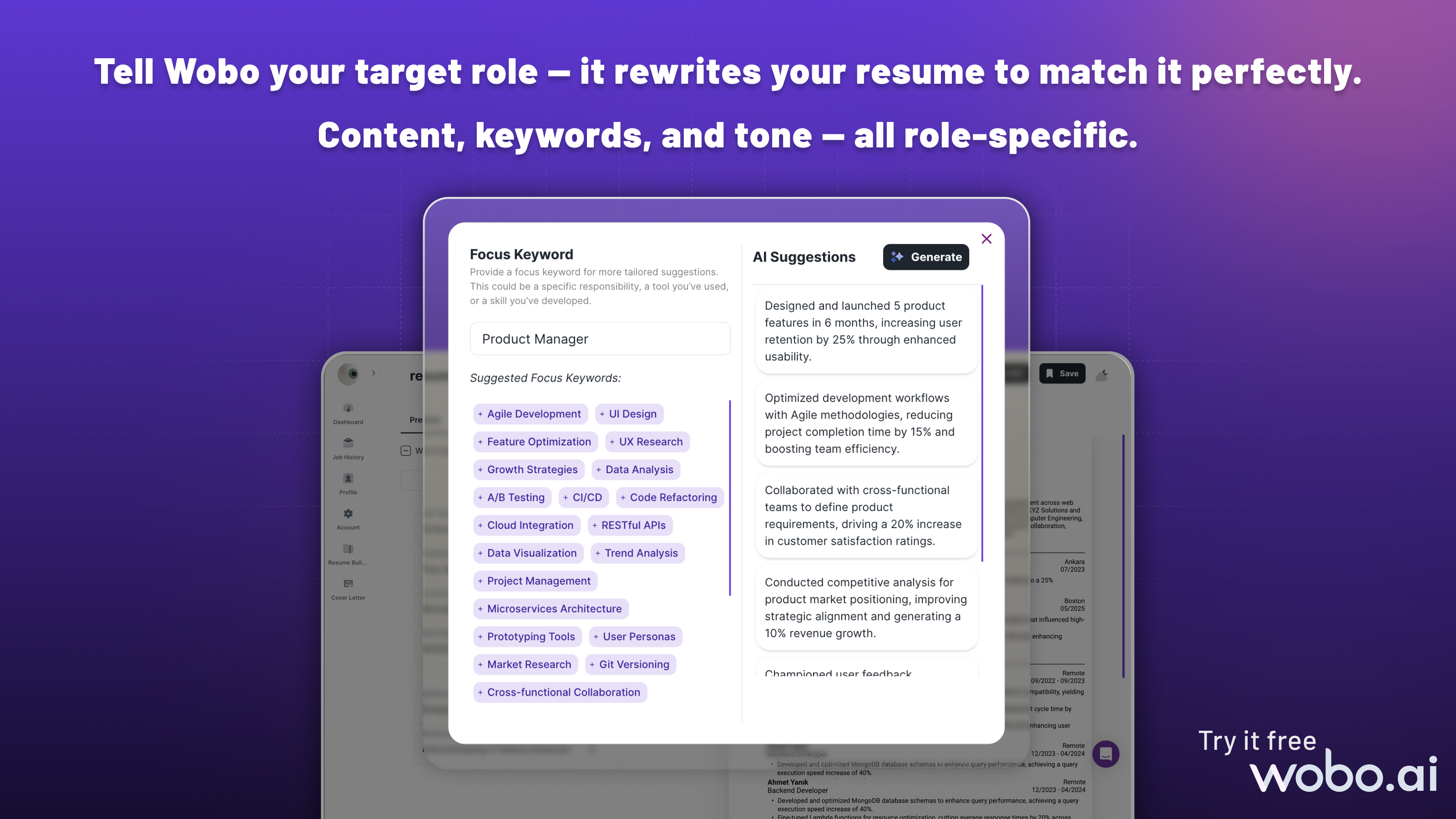 Media AI Resume Builder oleh Wobo - Tanah lebih banyak wawancara dengan resume AI yang dioptimumkan 5
