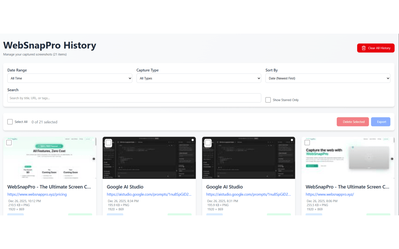 WebSnapPro - Screenshot 5 showing product features and functionality