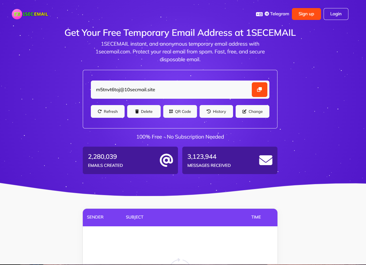 1secemail - Instant Temporary Email gallery image