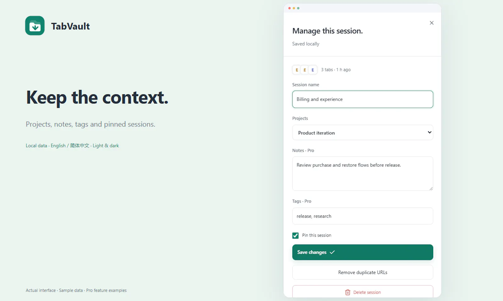 TabVault screenshot 2