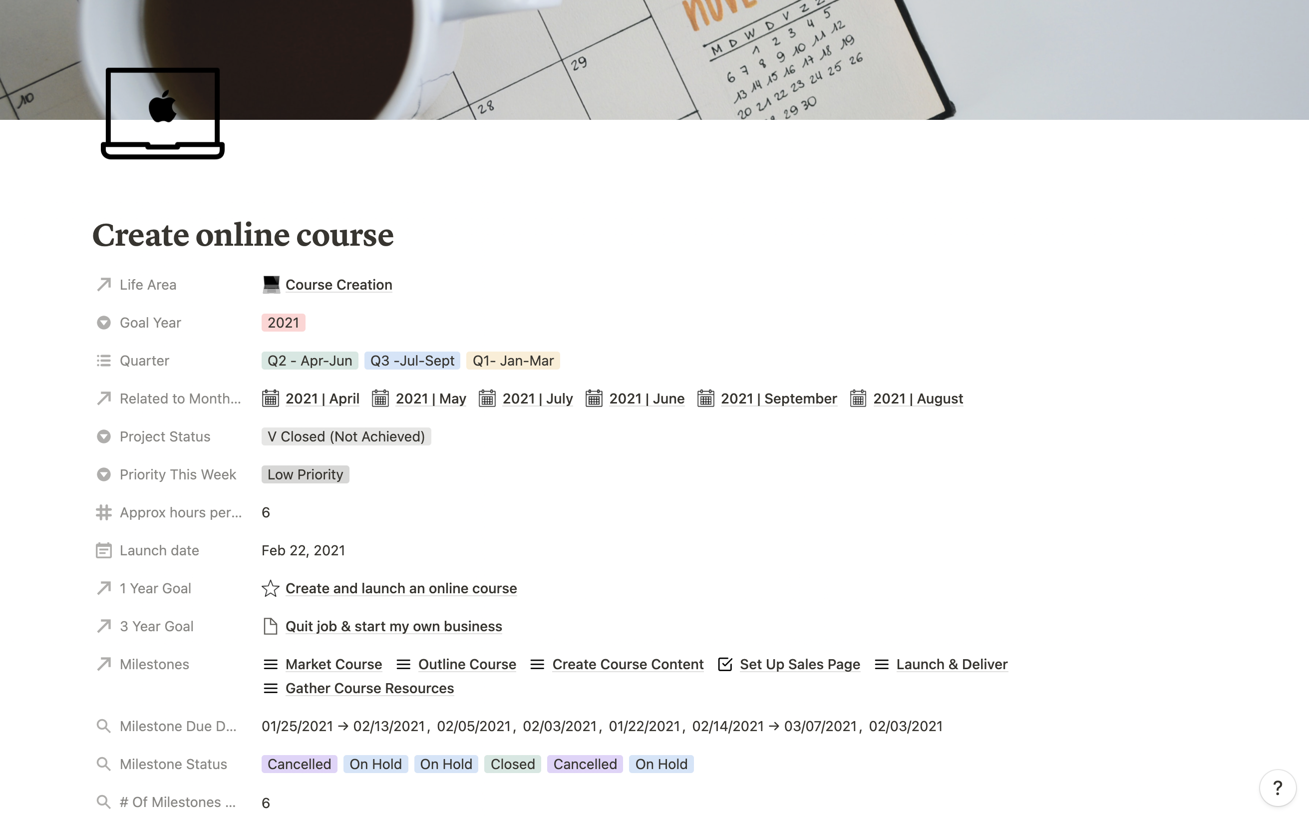 Notion Ultimate Life Dashboard gallery image