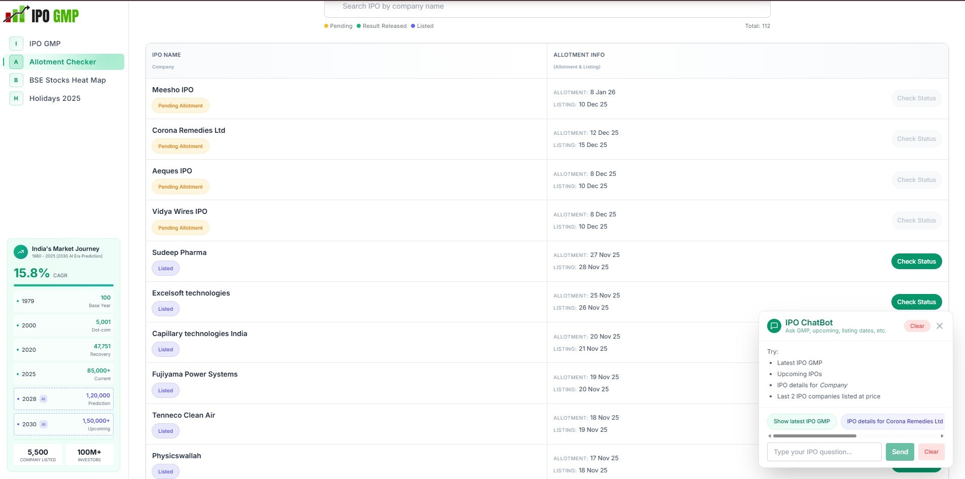 IPO GMP News - Screenshot 4 showing product features and functionality