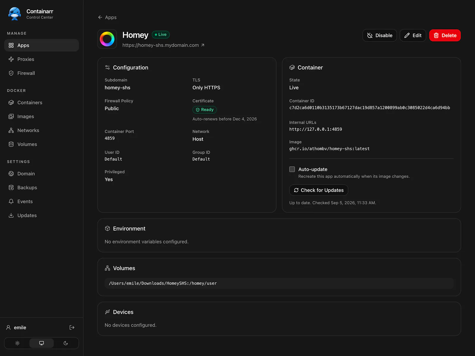Containarr screenshot 3